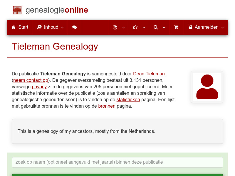 Screenshot van website