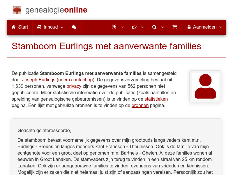 Screenshot van website