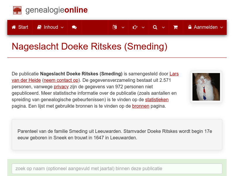 Screenshot van website