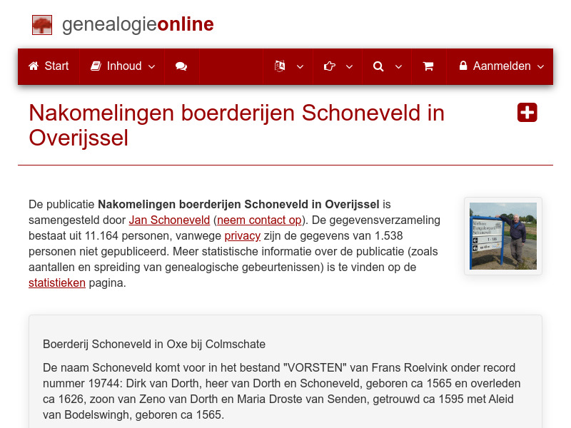 Screenshot van website