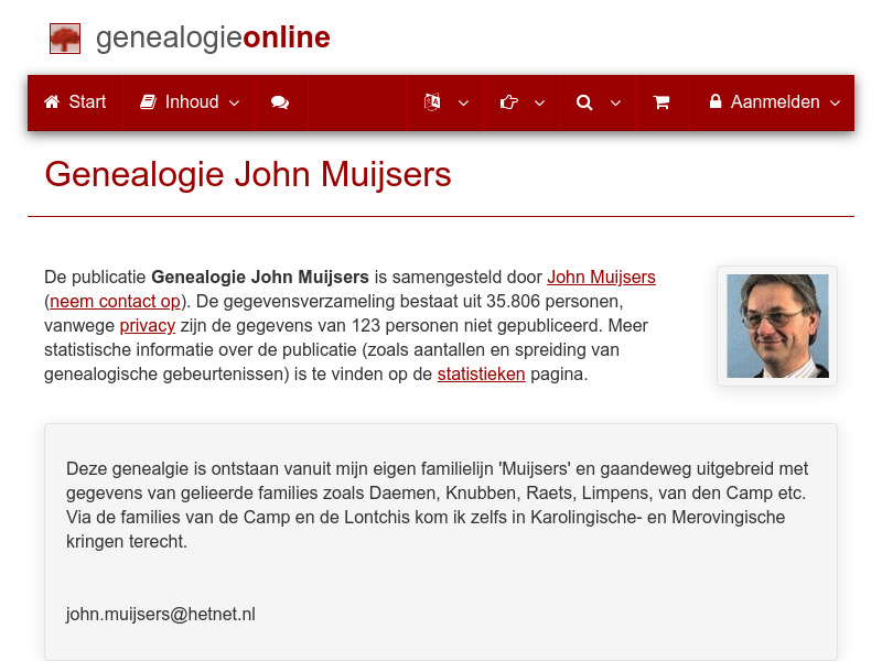 Screenshot van website