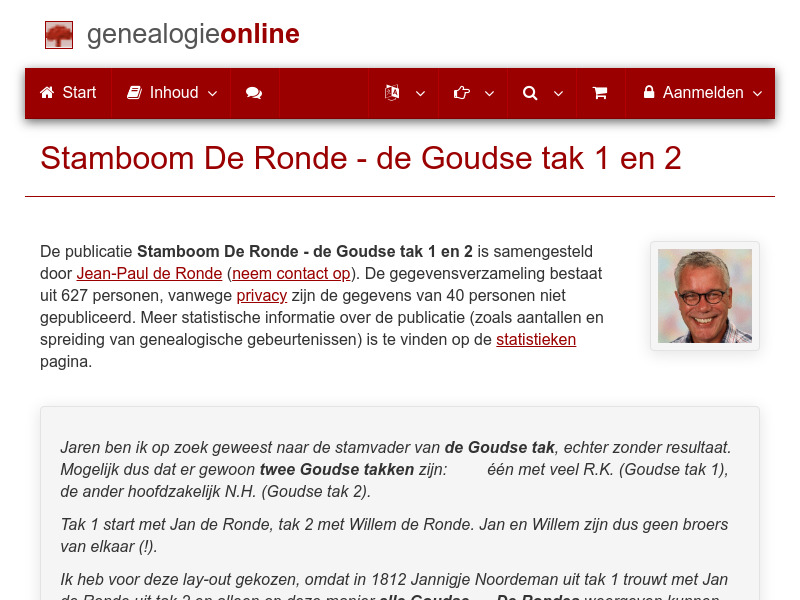 Screenshot van website