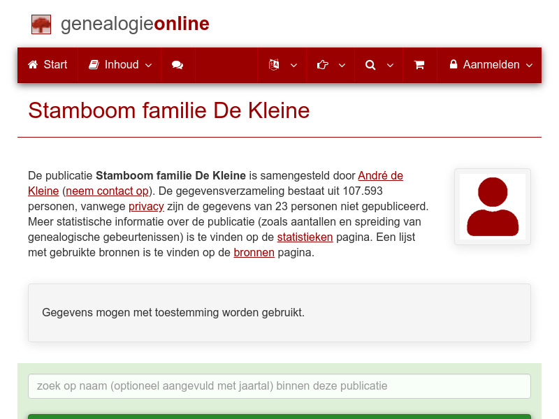Screenshot van website