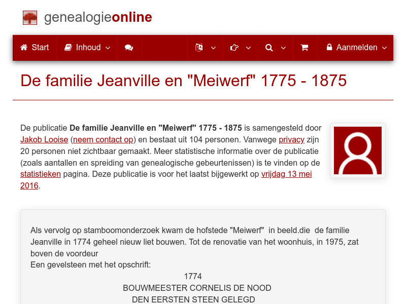 Screenshot van website