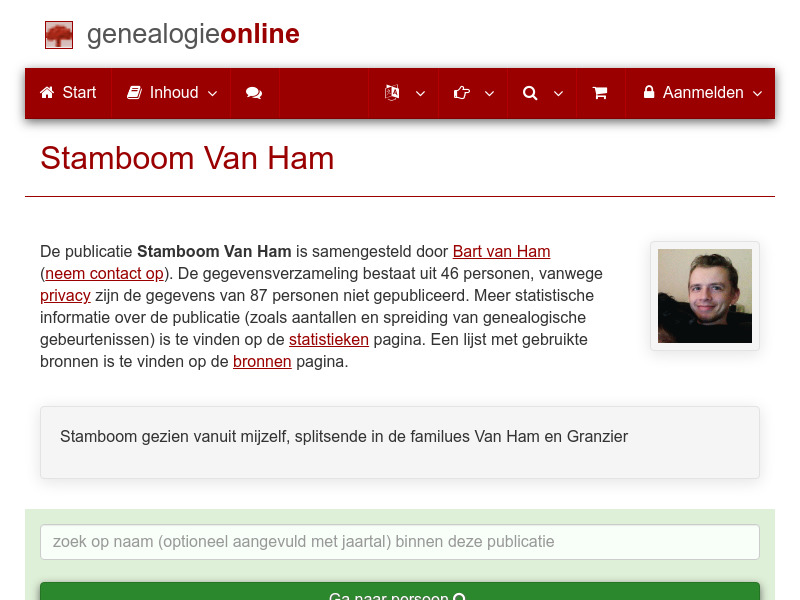 Screenshot van website