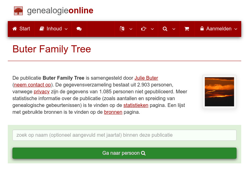 Screenshot van website
