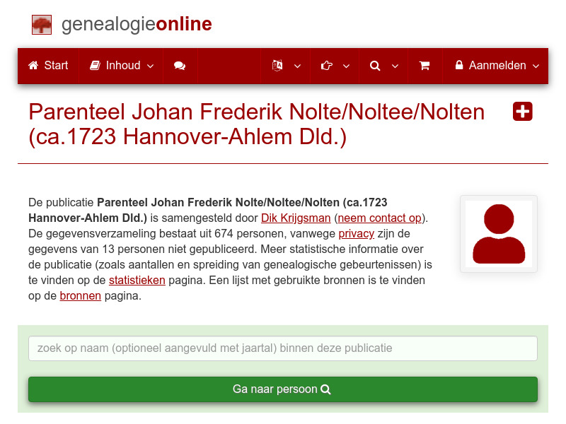 Screenshot van website