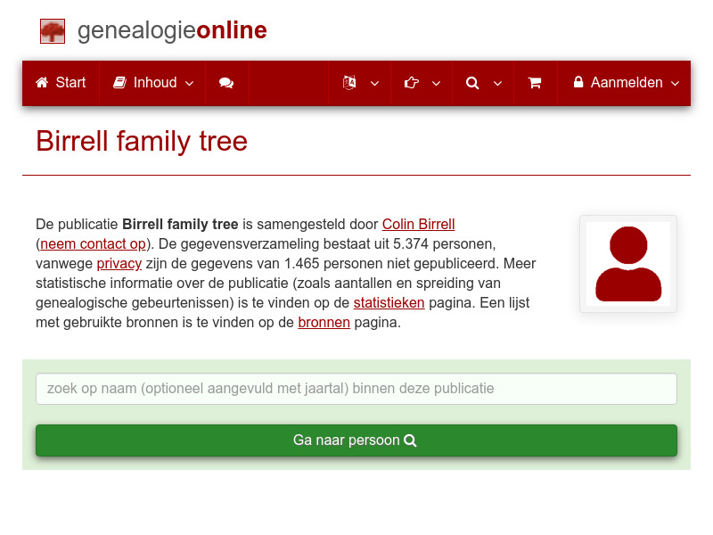 Screenshot van website