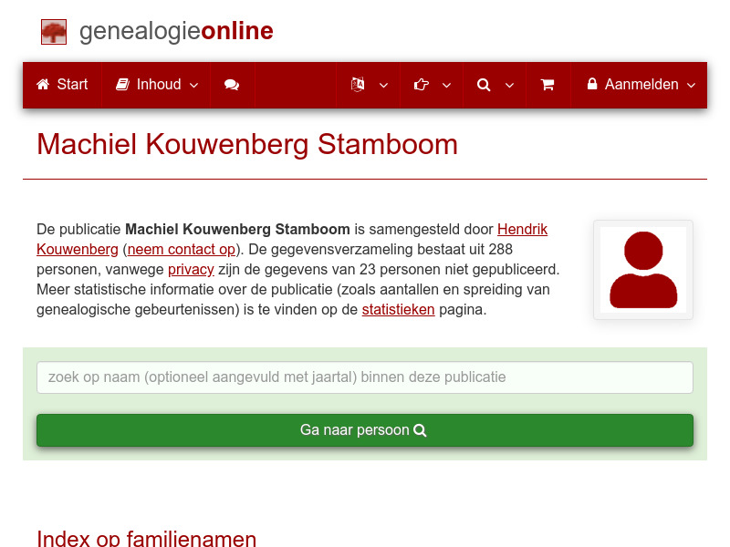 Screenshot van website