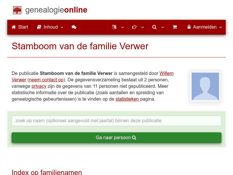 Screenshot van website