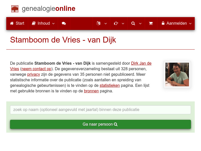 Screenshot van website