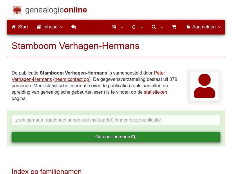 Screenshot van website