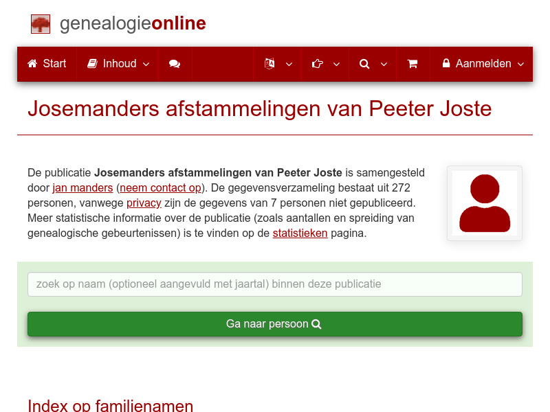 Screenshot van website