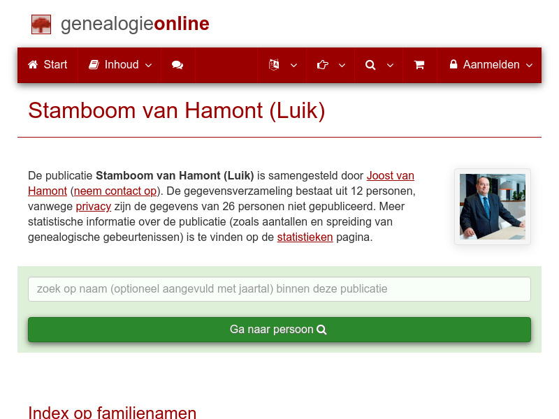 Screenshot van website