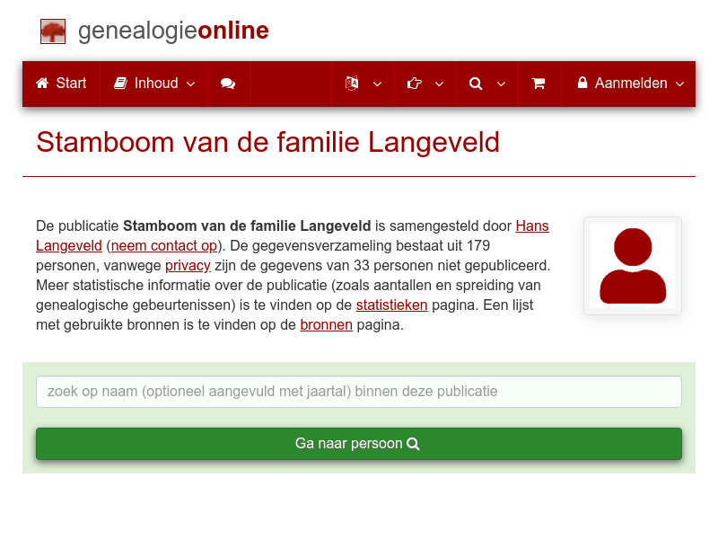 Screenshot van website