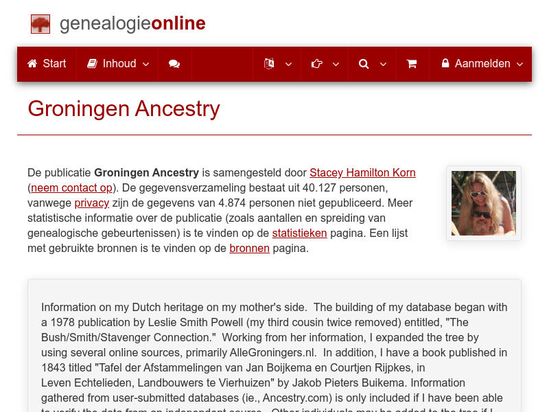 Screenshot van website