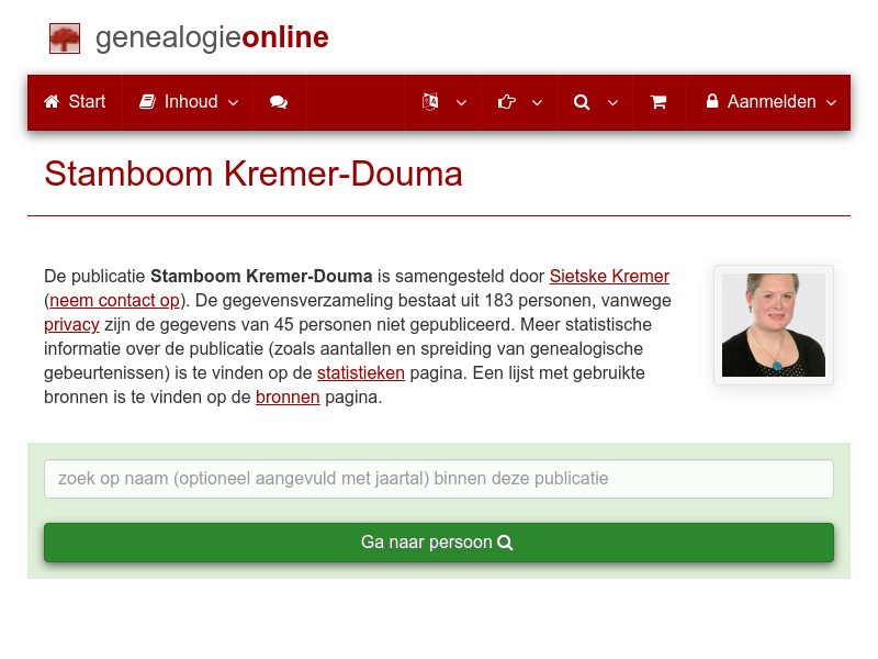 Screenshot van website