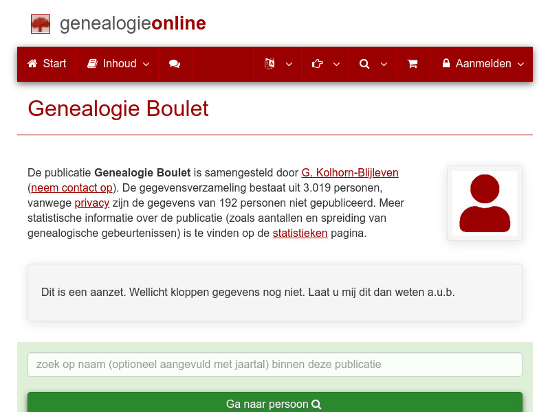 Screenshot van website
