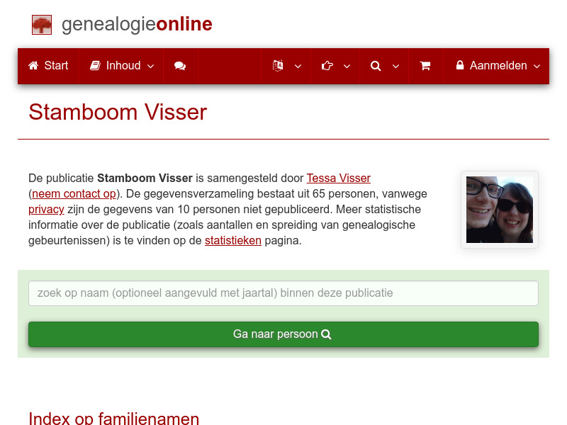Screenshot van website