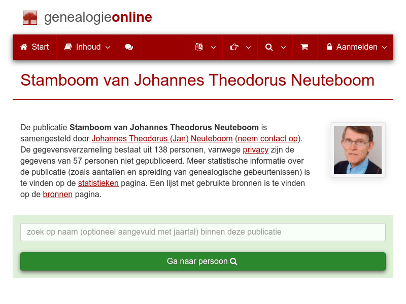 Screenshot van website