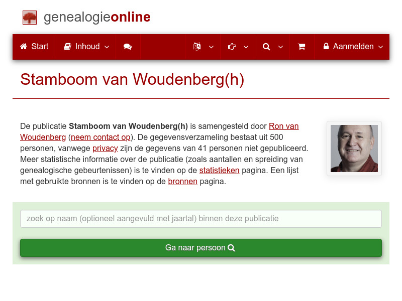 Screenshot van website