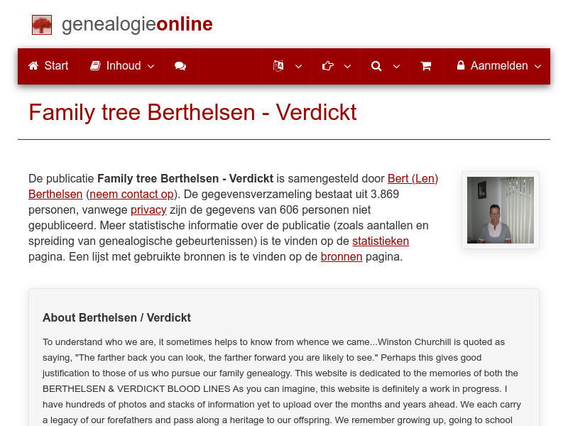 Screenshot van website