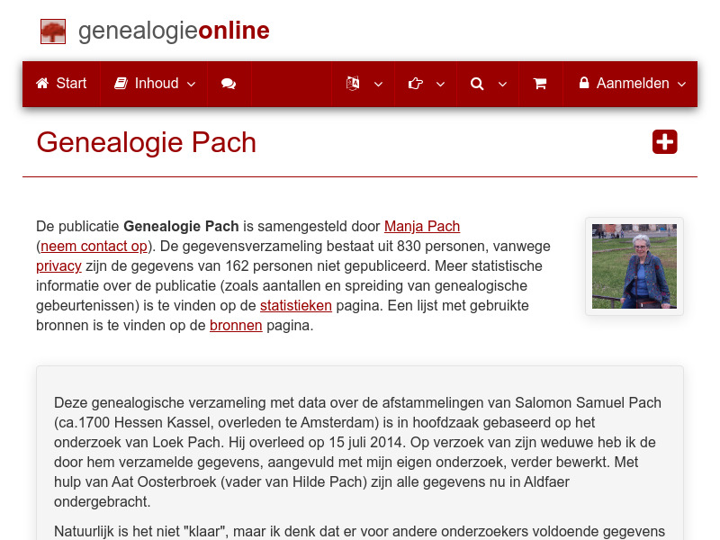 Screenshot van website