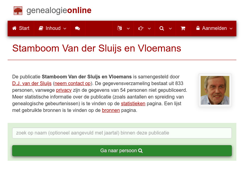 Screenshot van website
