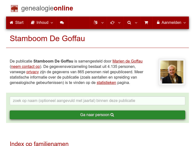 Screenshot van website