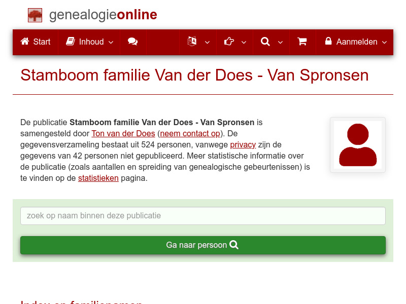 Screenshot van website