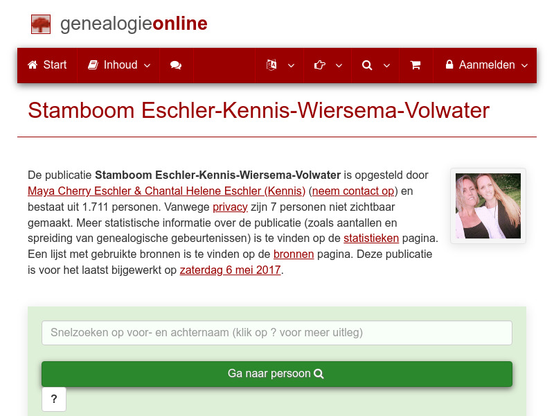Screenshot van website