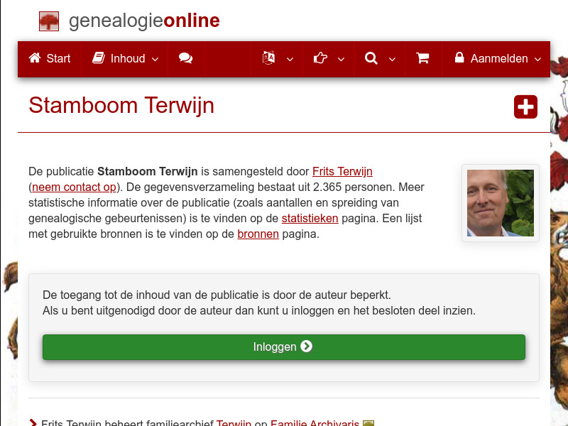 Screenshot van website