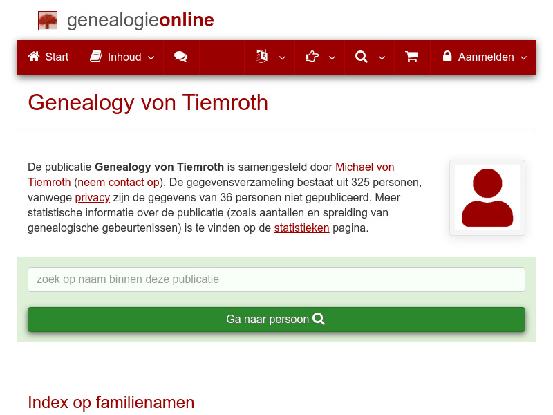Screenshot van website