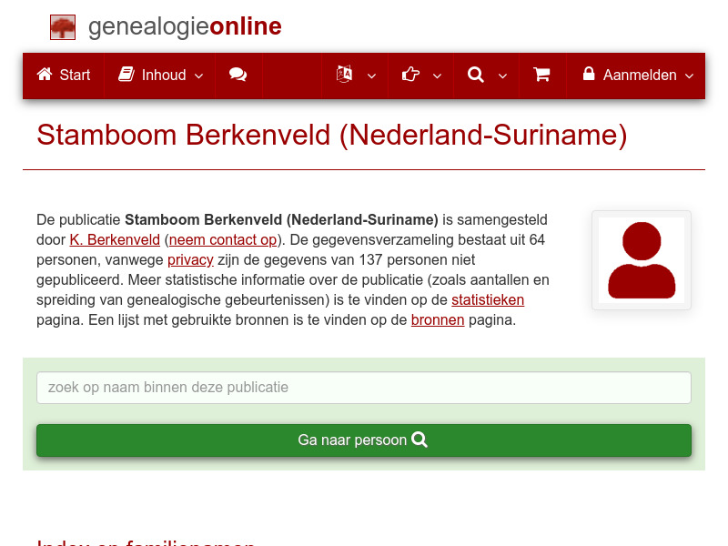 Screenshot van website