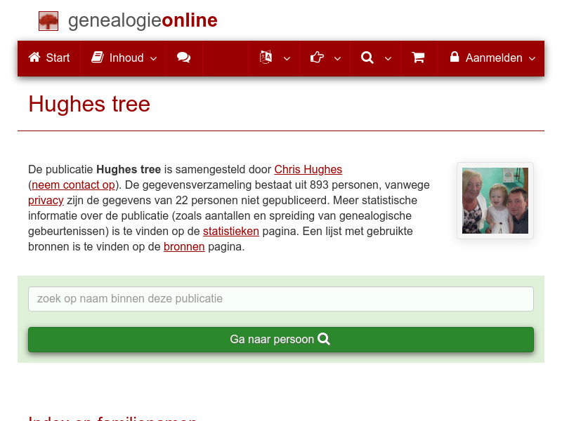 Screenshot van website