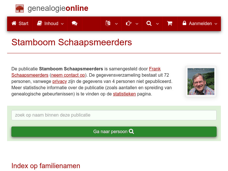 Screenshot van website