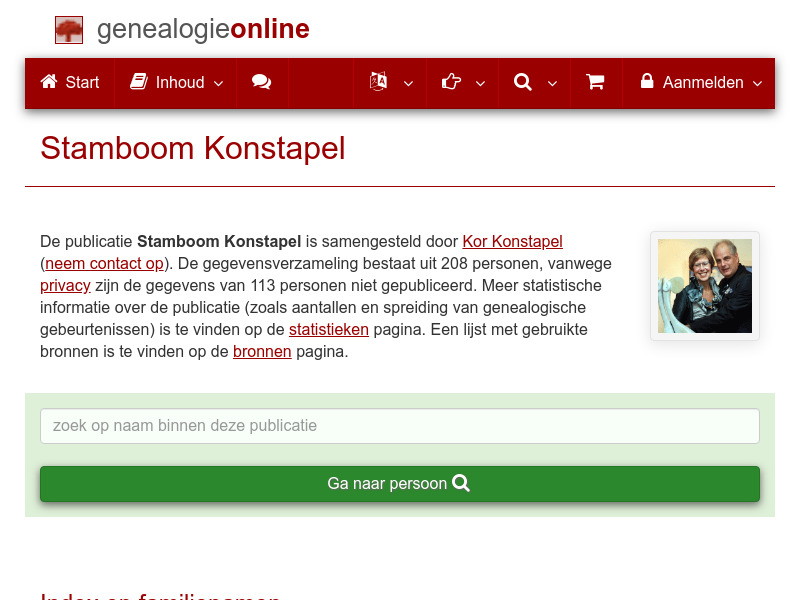 Screenshot van website