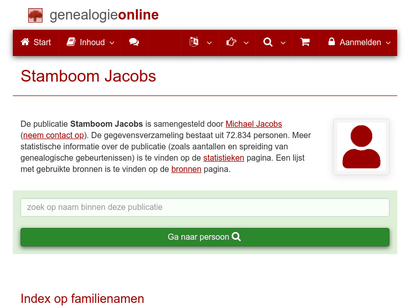 Screenshot van website