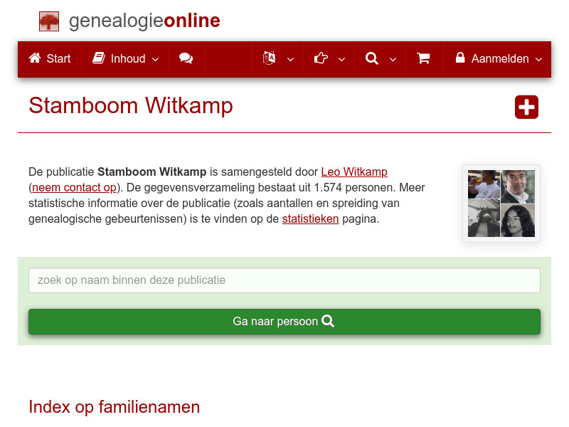 Screenshot van website