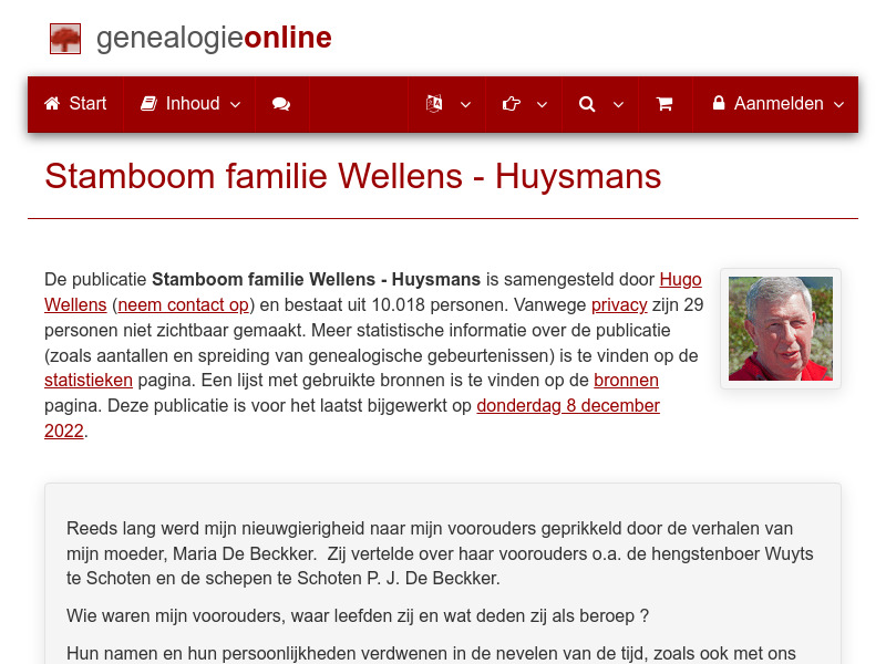 Screenshot van website
