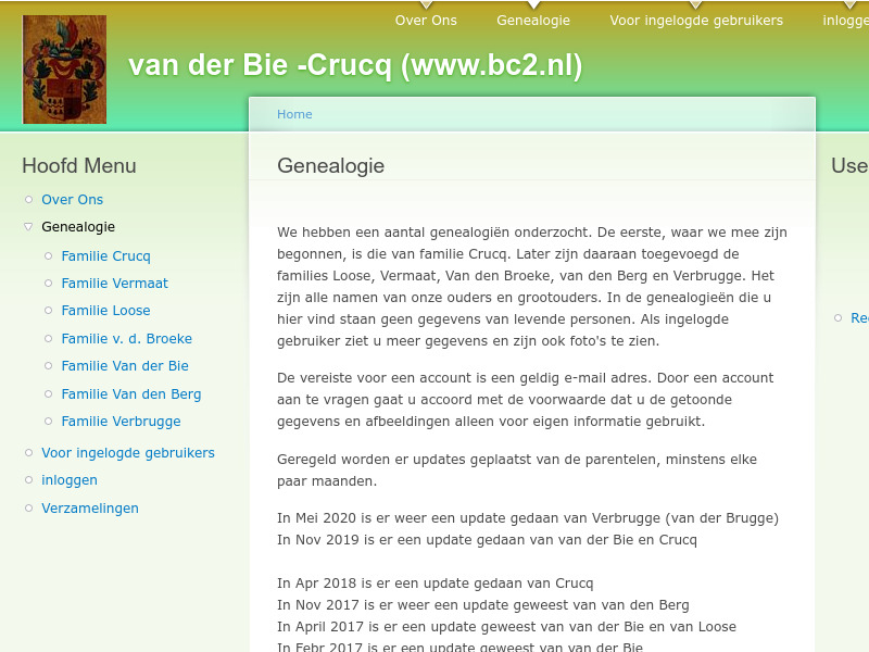 Screenshot van website
