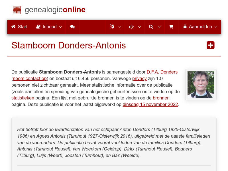Screenshot van website