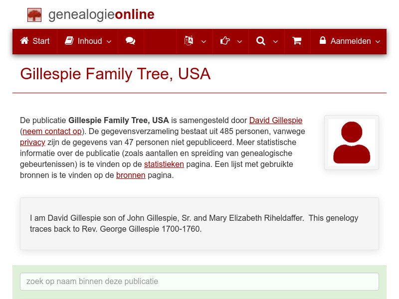 Screenshot van website