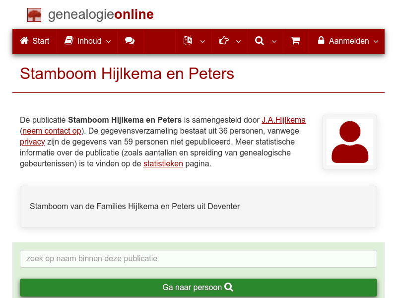 Screenshot van website