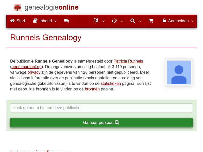 Screenshot van website