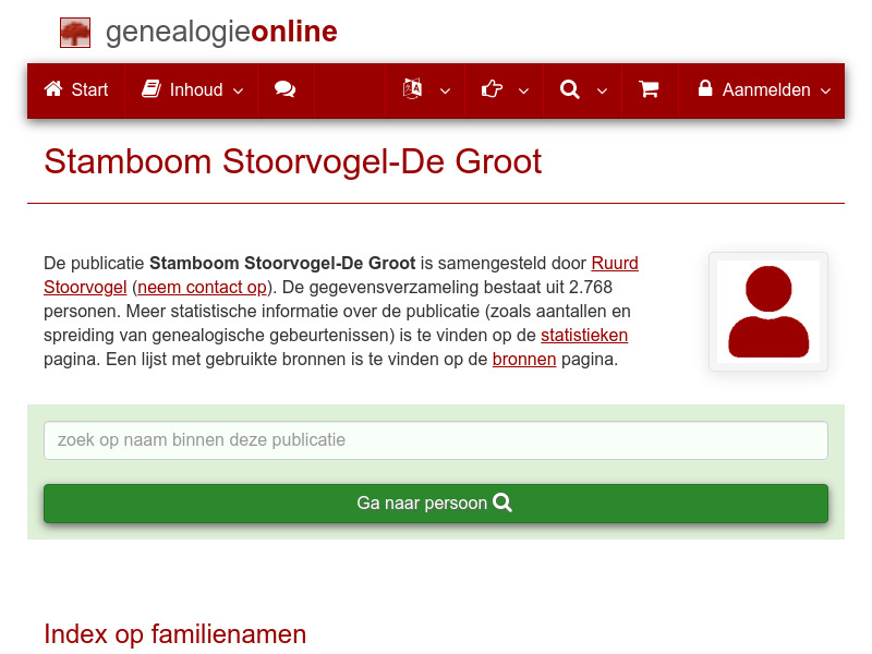 Screenshot van website