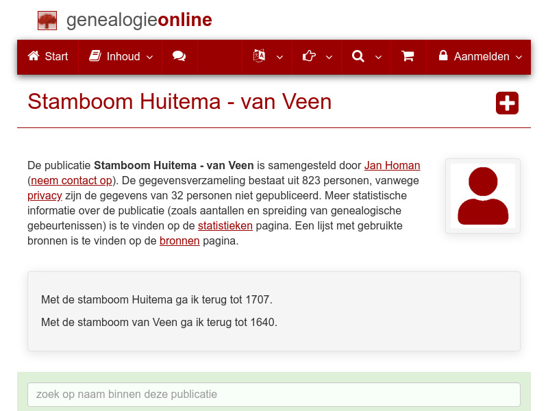 Screenshot van website
