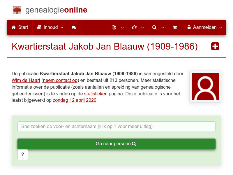 Screenshot van website