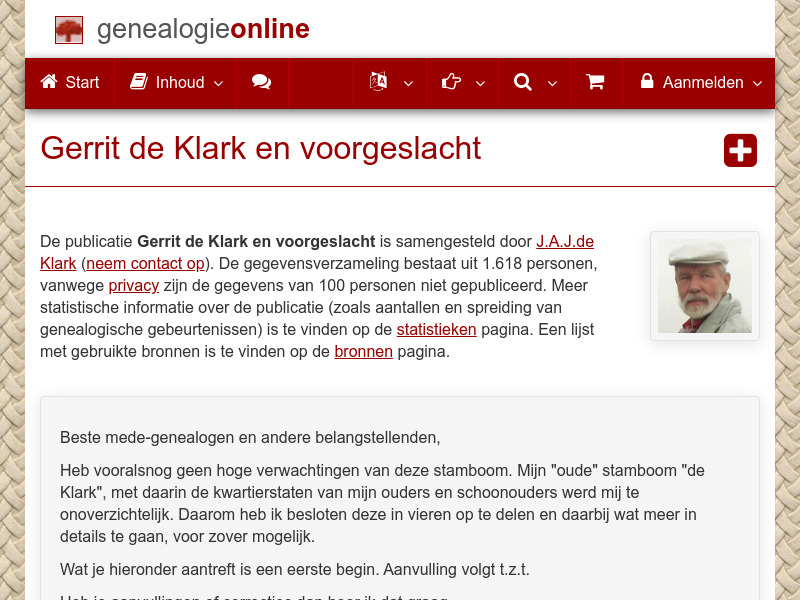 Screenshot van website