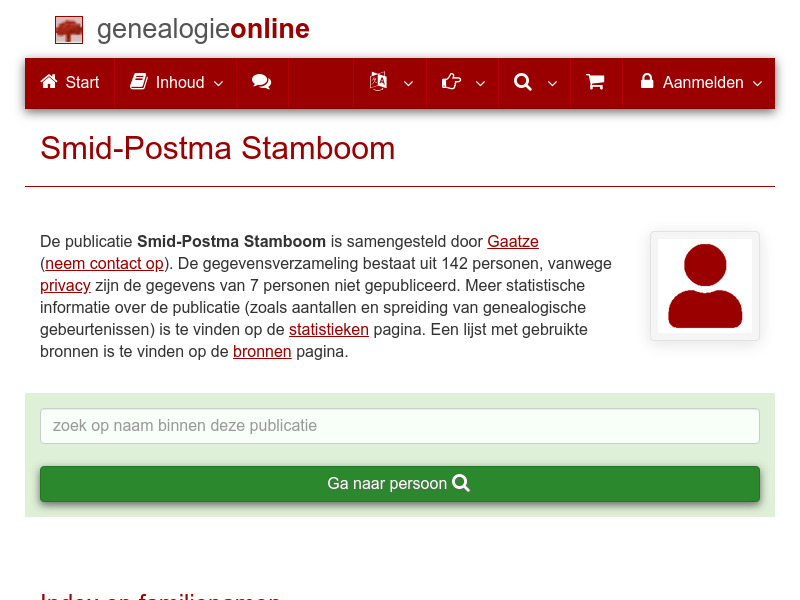 Screenshot van website